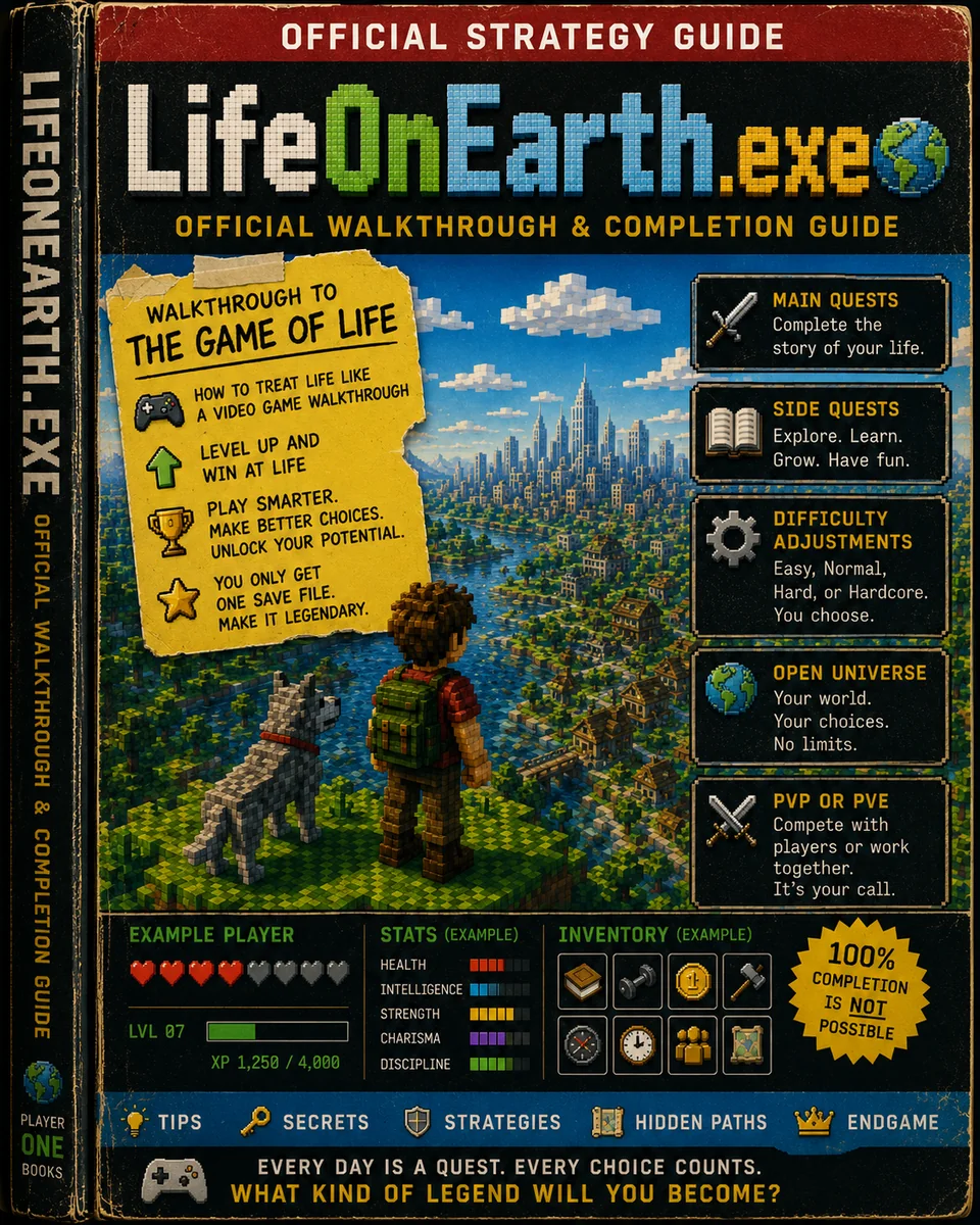 LifeOnEarth.exe strategy-guide-style book cover, an example of an ambitious creative project